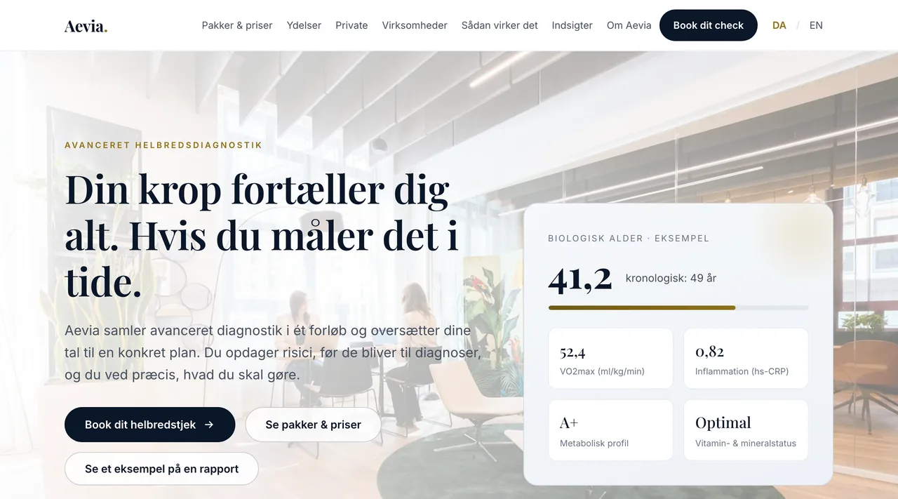 Aevia sundhedsplatform bygget af Klart Studio